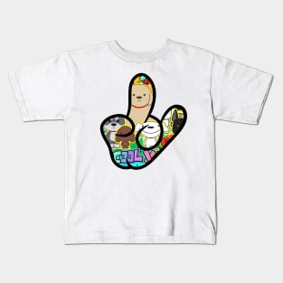 Cool rock and roll hand gesture logo drawing Kids T-Shirt